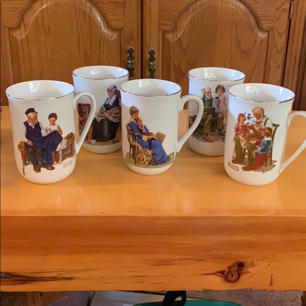Set of 5 Norman Rockwell Coffee Cups